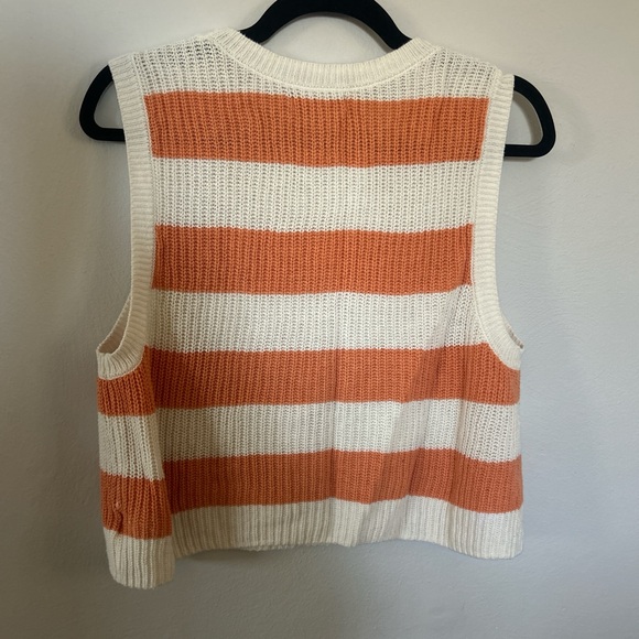 American Eagle Outfitters Orange and White Striped Knit Sweater Vest - Picture 4 of 6